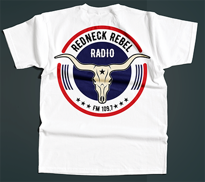 Gasolina Junkies Shirt -  Redneck Rebel Radio weiss - Ruecken